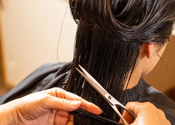 Woman getting her hair cut